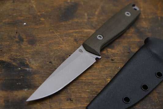 Handgemachtes EDC-Messer, RWL-34, Micarta, Kydex